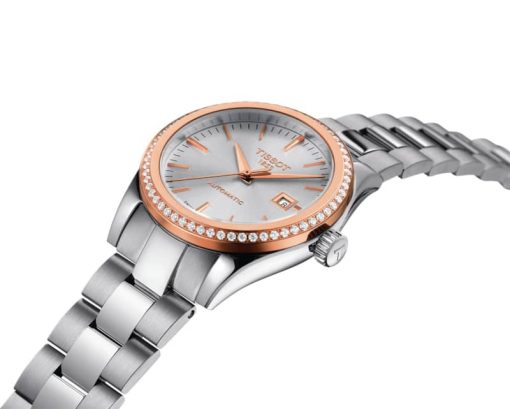 Tissot T-My Lady Automatic 18K Rose Gold Silver Dial & Bracelet Watch, 29mm - Image 4