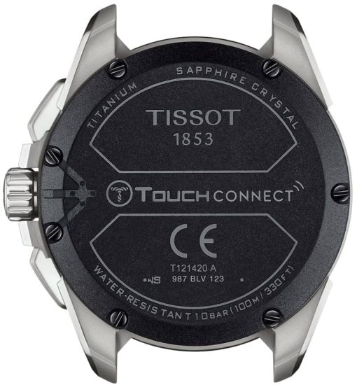 Tissot T-Touch Connect Solar Black Dial Blue Leather/Textile Strap Watch, 47.5mm - Image 3