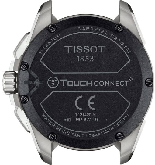 Tissot T-Touch Connect Solar Black Dial Beige Leather/Textile Strap Watch, 47.5mm - Image 3