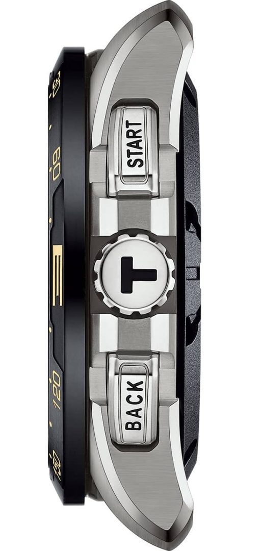 Tissot T-Touch Connect Solar Black Dial Beige Leather/Textile Strap Watch, 47.5mm - Image 2