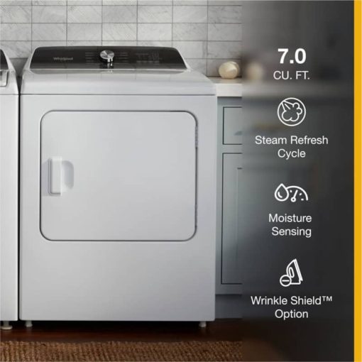 Whirlpool 7 Cu. Ft. White Moisture Sensing Gas Dryer With Steam - Image 8