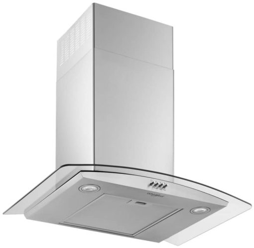 Whirlpool 30" Stainless Steel Curved Glass Wall Mount Range Hood - Image 4