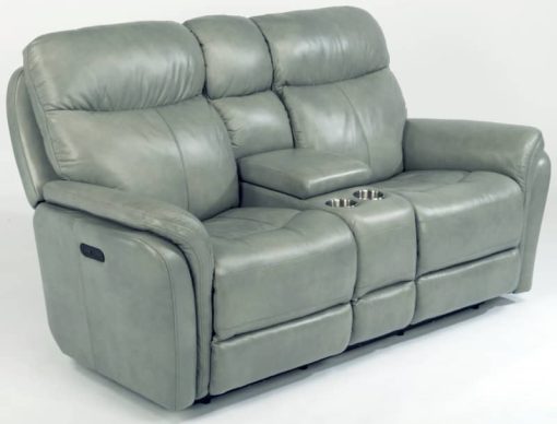 Flexsteel Zoey Leather Power Reclining Loveseat With Console & Power Headrests - Image 3