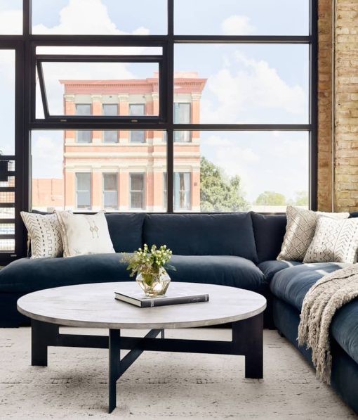 Four Hands Theory Collection Charcoal Round Coffee Table With Iron - Image 9