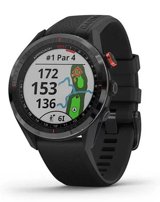 Garmin Approach S62 Black Ceramic Bezel With Black Silicone Band Smartwatch