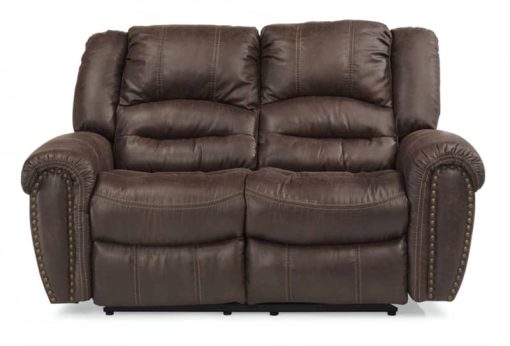 Flexsteel Town Sable Fabric Reclining Loveseat With Power Headrests
