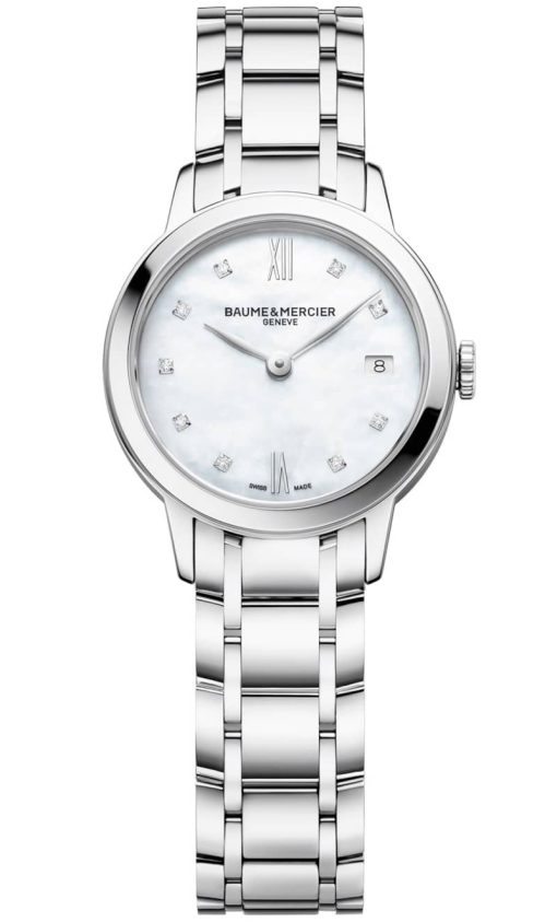 Baume & Mercier Classima Diamond-Set MOP Dial Polished Steel Bracelet Watch, 27mm
