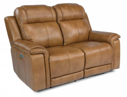 Flexsteel Kingsley Leather Power Reclining Loveseat With Power Headrests