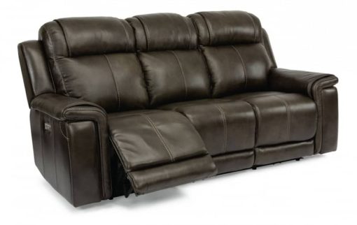 Flexsteel Kingsley Leather Power Reclining Sofa With Power Headrests