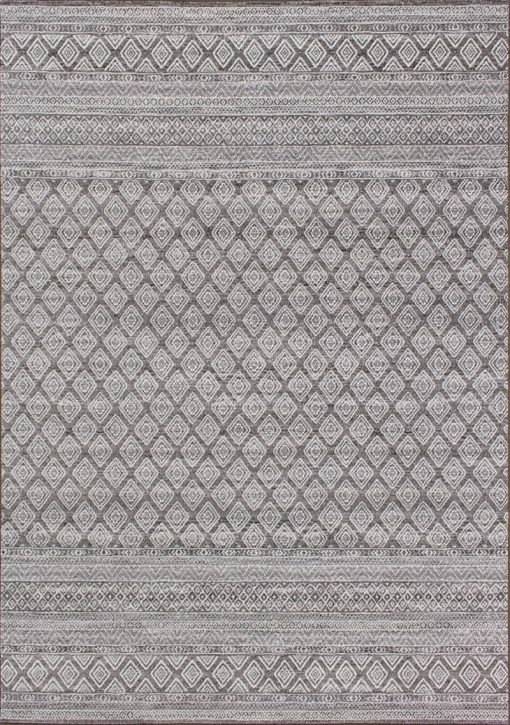 Kalora Intrigue 7'10" X 10'10" Grey Cream Trellis Banding Rug
