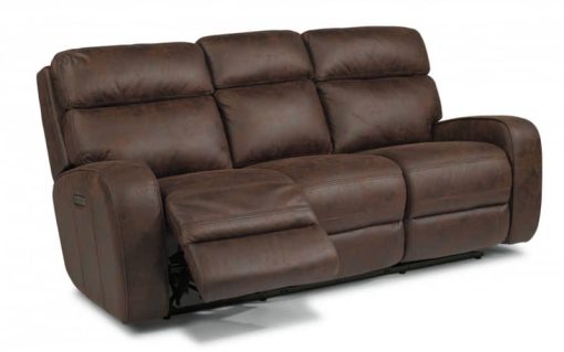 Flexsteel Tomkins Park Fabric Power Reclining Sofa With Power Headrests