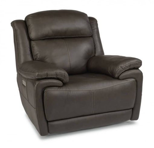 Flexsteel Elijah Leather Power Recliner With Power Headrest & Lumbar