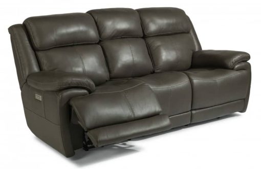Flexsteel Elijah Leather Power Reclining Sofa With Power Headrests & Lumbar