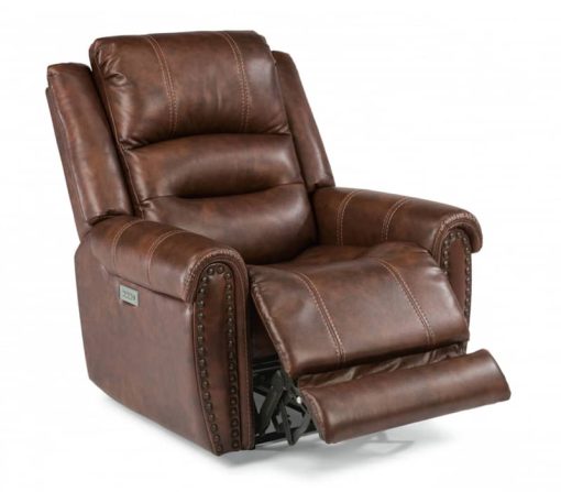 Flexsteel Oscar Fabric Power Recliner With Power Headrest & Lumbar