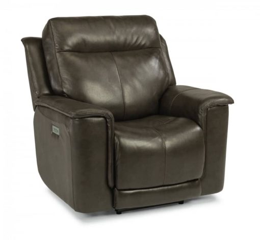Flexsteel Miller Leather Power Recliner With Power Headrest & Lumbar