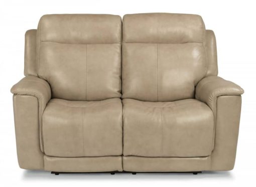 Flexsteel Miller Leather Power Reclining Loveseat With Power Headrests & Lumbar