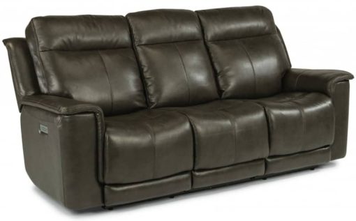 Flexsteel Miller Leather Power Reclining Sofa With Power Headrests & Lumbar