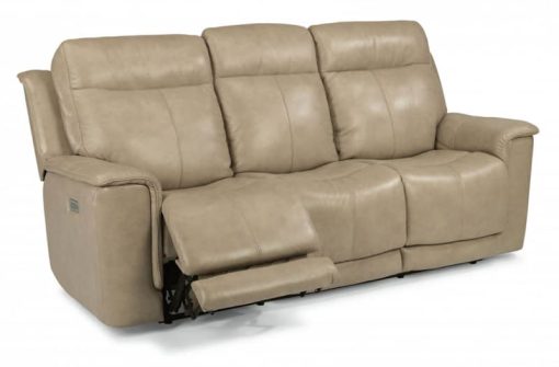 Flexsteel Miller Leather Power Reclining Sofa With Power Headrests & Lumbar