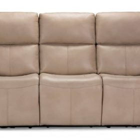 Flexsteel Jarvis Parchment Leather Power Reclining Sofa With Power Headrests - Image 2