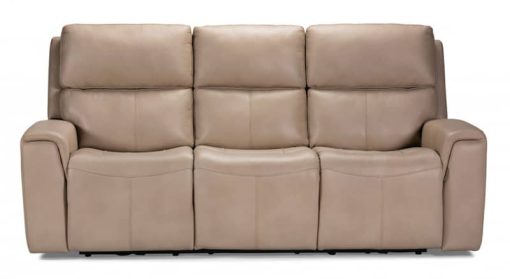 Flexsteel Jarvis Parchment Leather Power Reclining Sofa With Power Headrests - Image 2