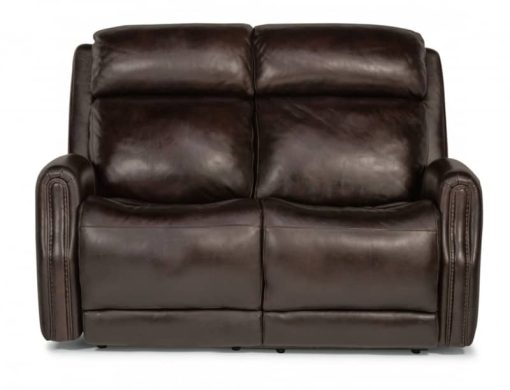 Flexsteel Stanley Leather Power Reclining Loveseat With Power Headrests