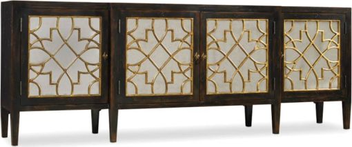 Hooker Furniture Living Room Ebony Sanctuary Four Door Mirrored Console