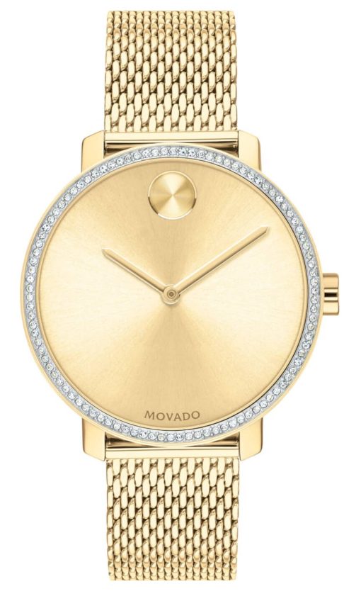 Movado BOLD Shimmer Yellow Gold-Tone Dial & Mesh Bracelet Watch, 34mm
