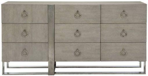 Bernhardt Linea Cerused Greige 9 Drawer Dresser
