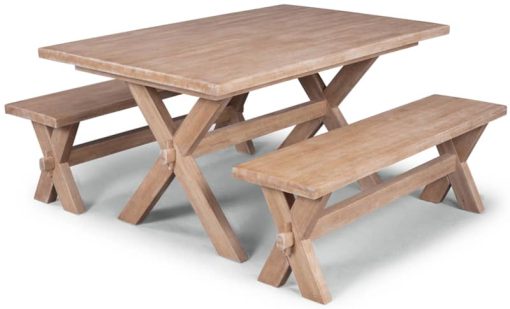 Homestyles Cambridge Whitewash Trestle Table & 2 Benches