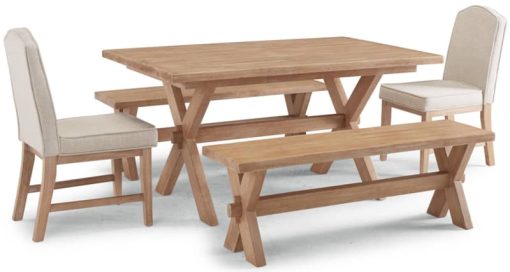 Homestyles Cambridge Whitewash 5 Piece Rectangular Trestle Dining Table Set
