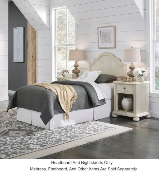 Homestyles Provence Antiqued White Twin Headboard And Two Nightstands
