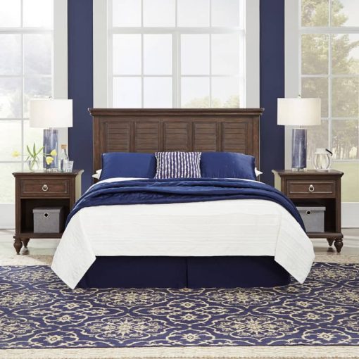 Homestyles Southport Distressed Oak Queen/Full Headboard & 2 Nightstands