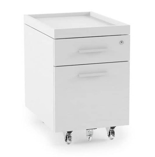 BDI Centro 6407 Satin White On Oak 2-Drawer File Pedestal