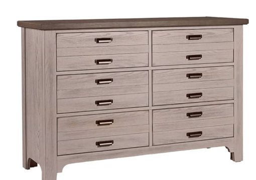 Vaughan-Bassett Bungalow Dover Grey And Folkstone 6 Drawer Double Dresser