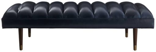 Arteriors Christophe Bench Indigo Leather Dark Walnut