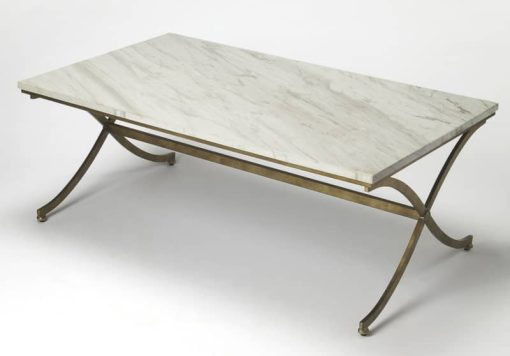 Butler Specialty Company Pamina Travertine And Antique Gold Coffee Table