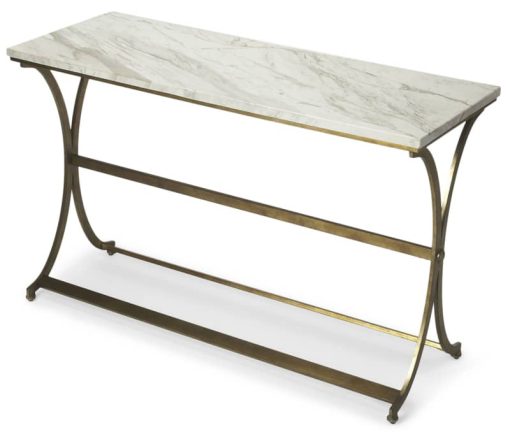 Butler Specialty Company Pamina Travertine And Antique Gold Console Table