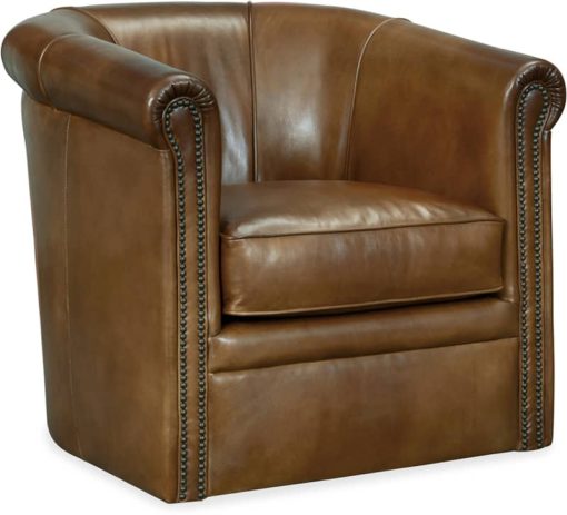 Hooker Furniture Living Room Axton Swivel Leather Club Chair