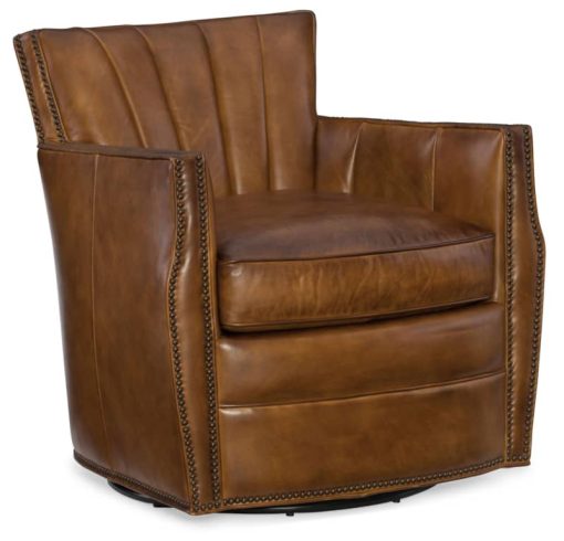 Hooker Furniture CC Collection Carson Swivel Light Brown Leather Club Chair