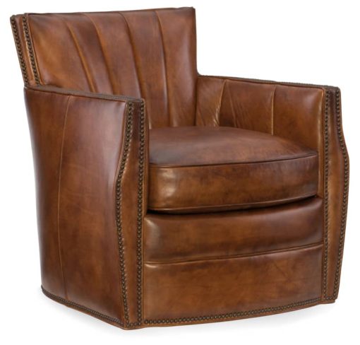 Hooker Furniture CC Collection Carson Swivel Brown Leather Club Chair
