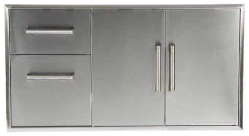 Coyote Stainless Steel Combination Storage: Two Drawer Cabinet And Double Access Doors