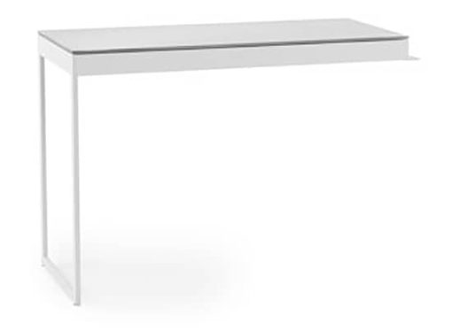 BDI Centro 6402 Satin White on Oak/ Grey Glass Desk Return