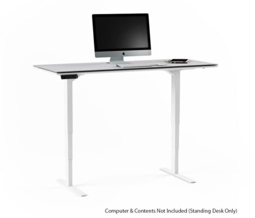 BDI Centro 6451-2 Smooth Satin White/ Grey Glass 60" x 24" Standing Desk