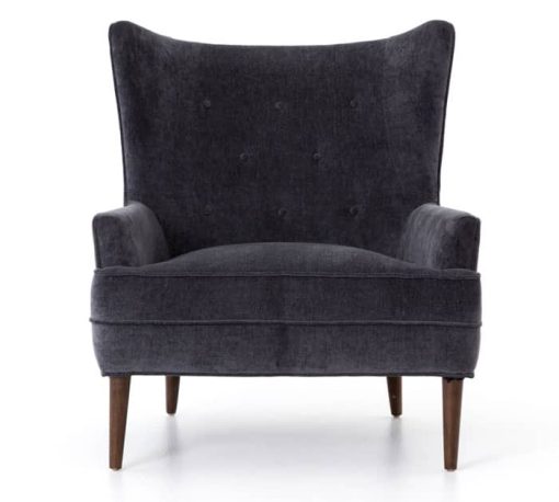 Four Hands Kensington Collection Charcoal Worn Velvet Clermont Chair