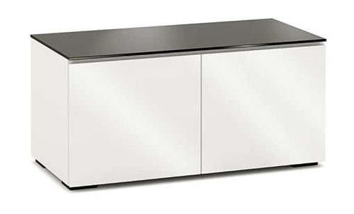 Salamander Designs Chameleon Miami 221 White w/ Black Glass Top AV Cabinet