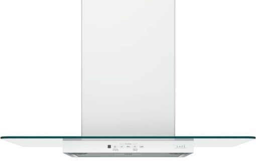 Cafe 30" Matte White Wall-Mount Glass Canopy Chimney Hood