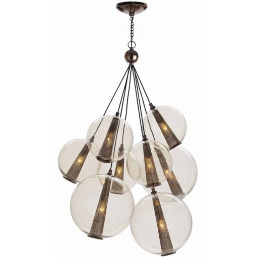Arteriors Caviar Brown Nickel Adjustable Large Cluster Chandelier