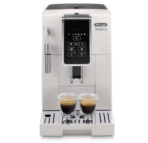 Delonghi Dinamica White Automatic Coffee Machine w/ Espresso & Iced Coffee Features