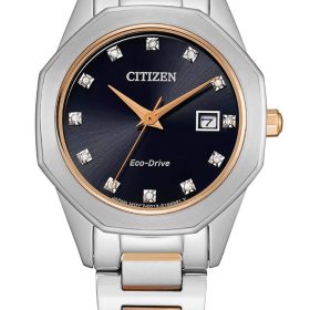 Citizen Corso Two-Tone Stainless Steel Watch, Black Dial, 28mm