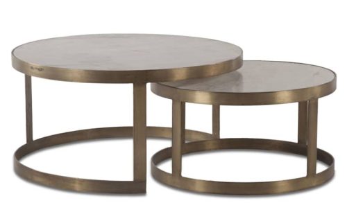 Home Trends & Design Michaelangelo 36" White Marble Nesting Coffee Table